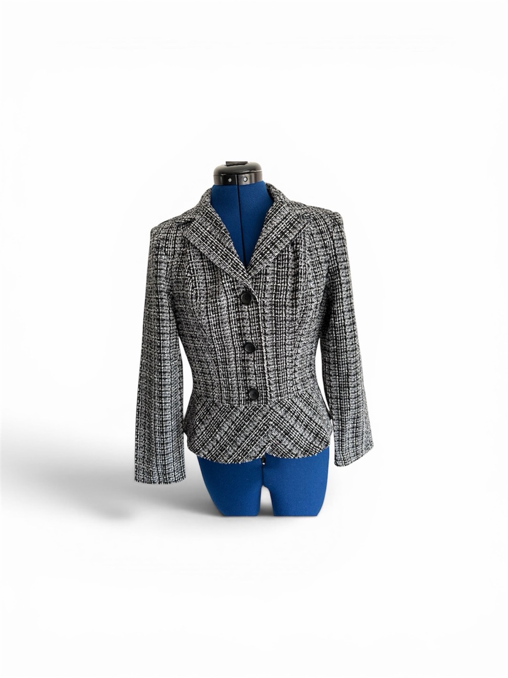 Charlotte Russe Black & White Tweed Peplum Blazer